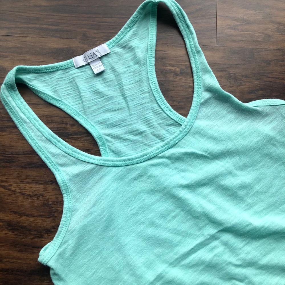 Plain Teal Cotton Racerback Tank Top Size X-Small